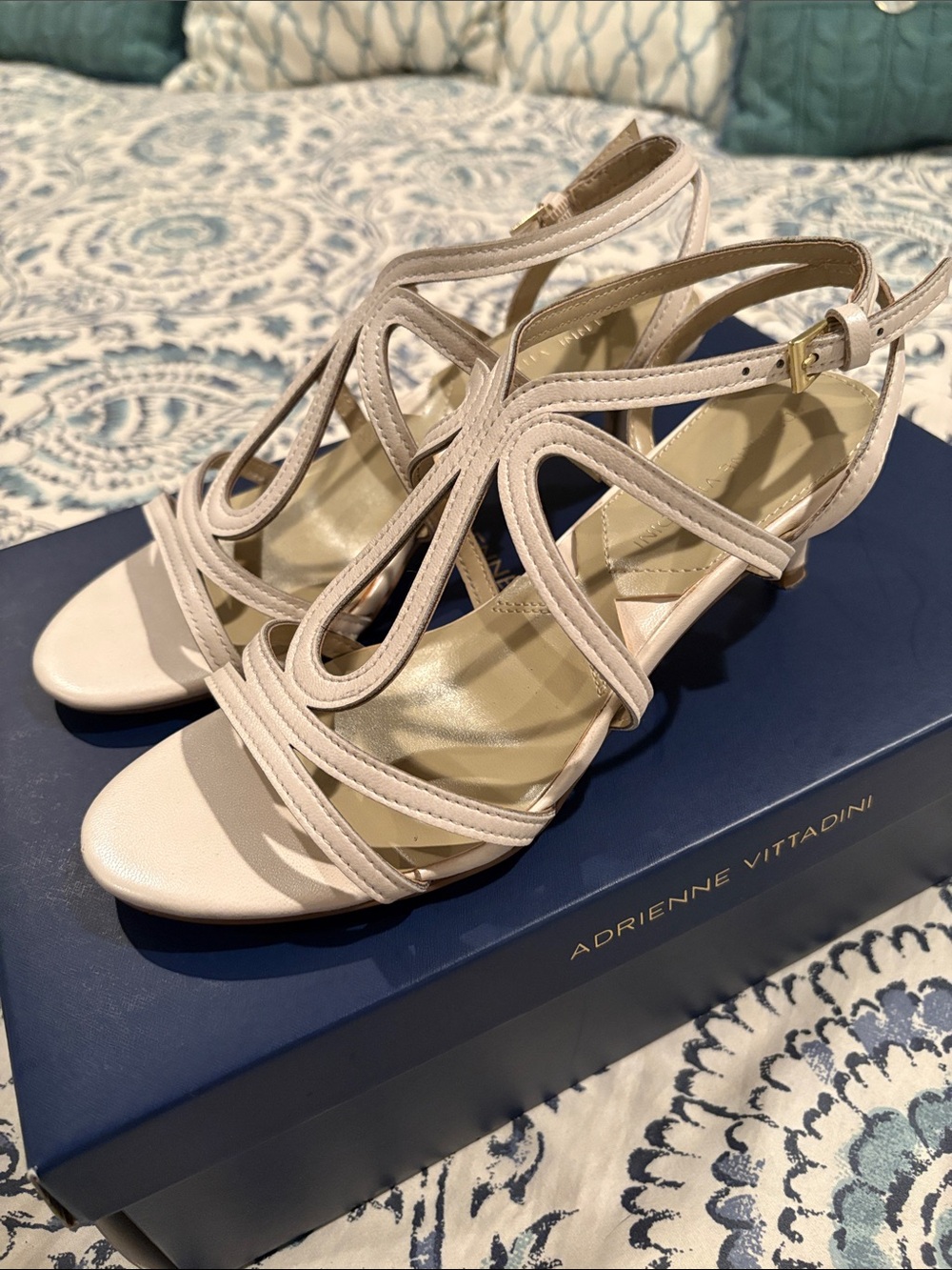 Adrienne Vittadini Nude Strappy Heeled Sandals